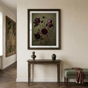 Moody Botanical Print, Vintage Dark Academia Floral Art (Digital Download) image 3