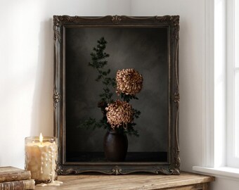 Moody Dutch Master Floral Print, Dark Botanical Still Life (Digital Download)