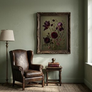 Moody Botanical Print, Vintage Dark Academia Floral Art (Digital Download) image 5