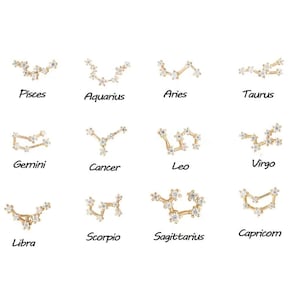 Boucles d'oreilles personnalisées en or massif 14 carats avec diamants de laboratoire et motif constellation, sans filetage, à fermoir plat