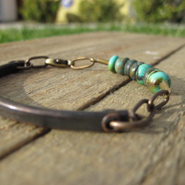 Turquoise & Copper Bracelet- Raw, earthy, simplistic