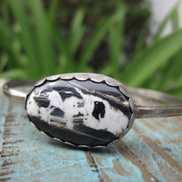 White Buffalo Turquoise Bangle- Boulder Turquoise Bracelet