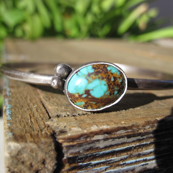 Turquoise Bangle / Silver / Boho