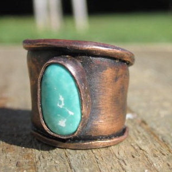 Boho Chic Ring- Turquoise and Copper