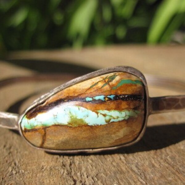 Ribbon Turquoise Bangle- Boulder Turquoise Bracelet