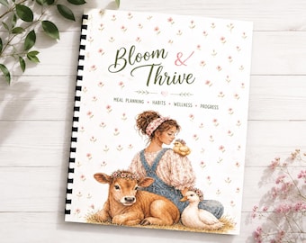 90 Day Wellness Planner Printable | Weight Loss Tracker | Habit Tracker | Meal Planner | Farmhouse Floral Planner PDF | Instant Download