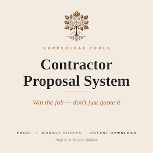 Contractor Proposal System, Excel Google Sheets, Win Rate Tracker (Instant Download)