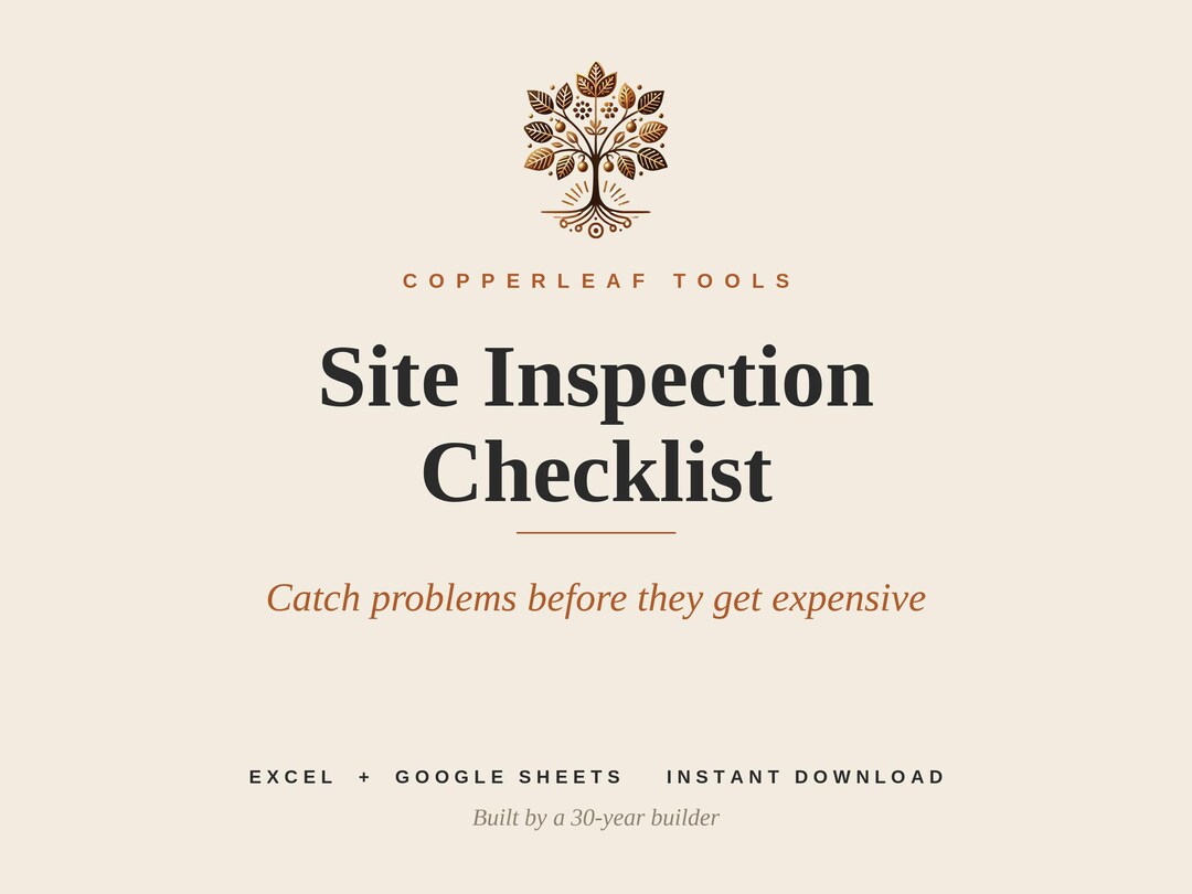 Construction Site Inspection Checklist, Excel Google Sheets Template ...