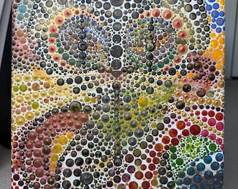 Lienzo de pintura abstracta de puntos: Obra de arte de círculos coloridos – Inspirada en la creación de Insomnia Night