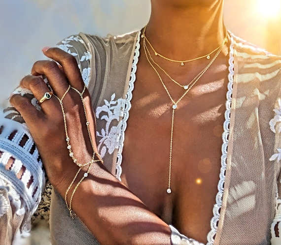 Y-style Lariat Necklace Cubic Zirconia Rhodium on Sterling Silver Nontarnish Y-style Lariat Necklace Cubic Zirconia Rhodium on Sterling Silver Nontarnish