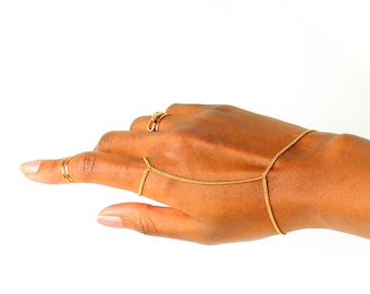 Simple Ring Bracelet, silver bracelet bague, simple gold hand chain, gold slave bracelet, ring chain, bague chaine