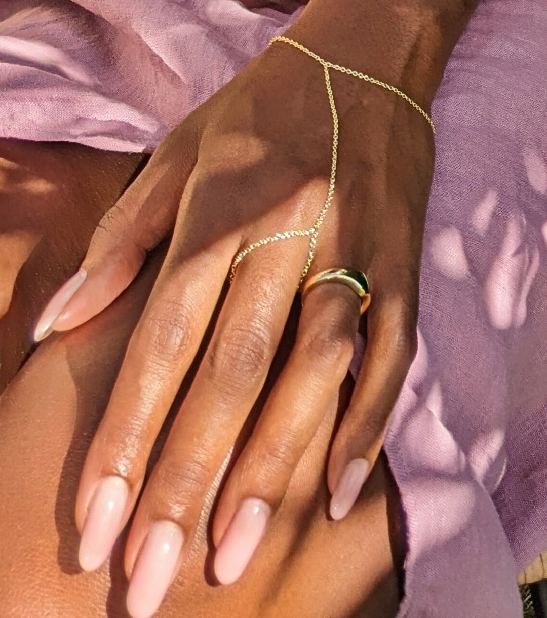 Simple Hand Chain Bracelet, Silver Hand Chain, Ring Bracelet Chain ...