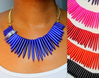 Bohemian Bib Necklace, Turquoise Necklace, ethnic statement necklace, beaded gemstone necklace, bold chunky necklace, unique gift for wife