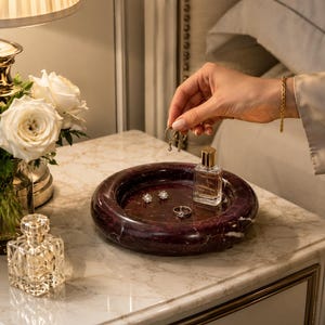 Natural Red Marble Round Tray
