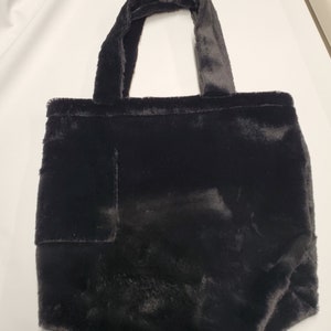 Vegan Faux Fur Tote Bag ~ Black