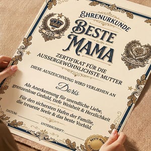 Beste Mama Urkunde Personalisiert | Muttertag Geschenk mit Namen A4 | Ehrenurkunde Mutter | Geburtstag Geschenk
