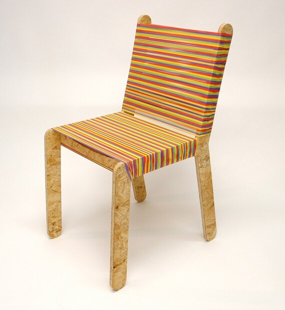 Items similar to Eco Rubber Band Chair Adult Chairs Frame Unfinished with Rainbow rubbers. on Etsy