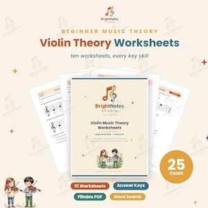 Esercizi di teoria musicale per violino per principianti / Lettura delle note, ritmo, quaderno di esercizi in PDF