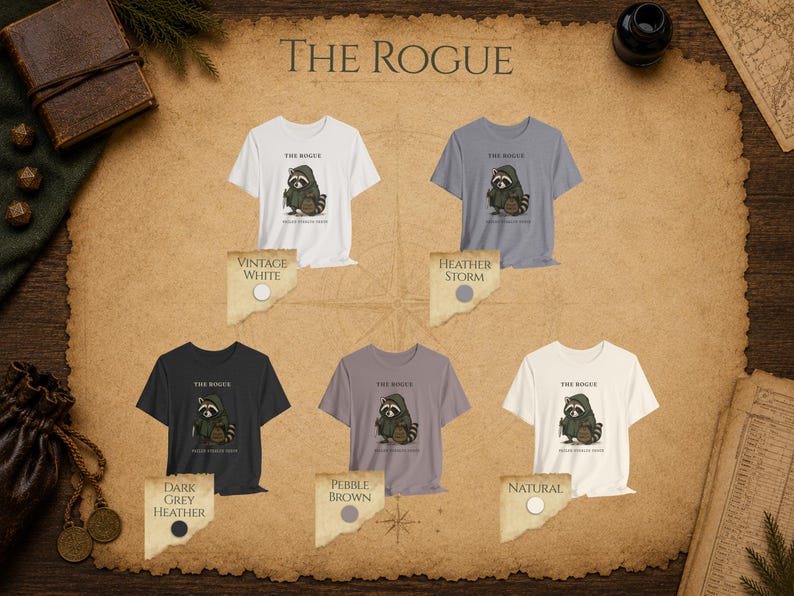 Koszulka Rogue Raccoon DnD, Koszulka Failed Stealth Check, Zabawna koszulka do gry RPG, Przytulna koszulka z motywem fantasy, Prezent dla gracza RPG, Odzież dla graczy zdjęcie 5