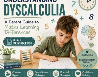 Understanding Dyscalculia Parent Guide Math Learning Differences ADHD Autism Homeschool Support Printable PDF