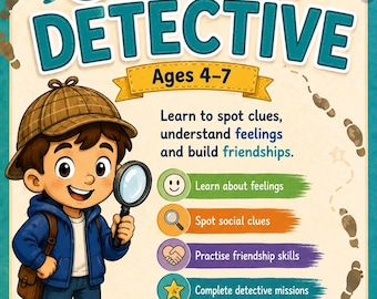 Social Detective Workbook for Kids Ages 4–7 | Printable Social Skills Activity Book | Feelings, Friendships & Social Cues