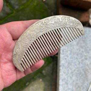 Vintage Drache Wolke Halbmond Kamm, weiße Kupferlegierung Haarkamm Kopfhaut Massage