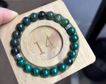 Malachite Crystal Bracelet, Natural Gemstone, Protection, Abundance, Transformation, Handmade Jewelry