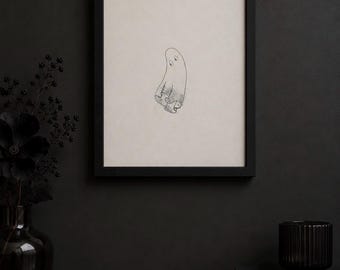 Ghostly Scene Print on Photo Paper (Black or White Background)