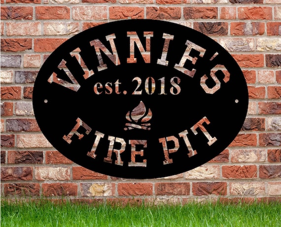 Fire Pit Metal Custom Made Signs With Your Name And Year Etsy