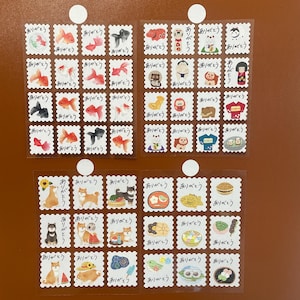 Set of 8 Kawaii Japanese Thank You Sticker Sheets | Handwritten "Arigatou" | Goldfish, Shiba Inu, Lucky Cat & Wagashi | Cute Packaging Stick