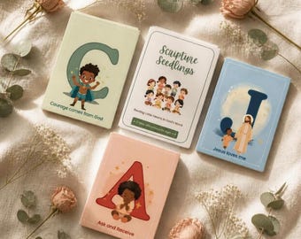 Biblical Alphabet Flashcards for Kids | A-Z Scripture Memory Cards (Instant Download)
