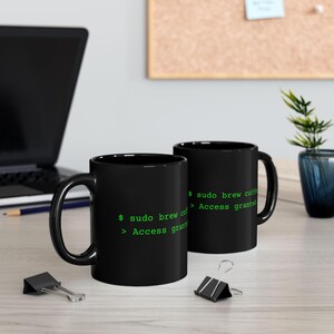 Sysadmin-koffiemok | sudo brew coffee 'Toegang verleend'. | Linux-terminalcadeau | Groen