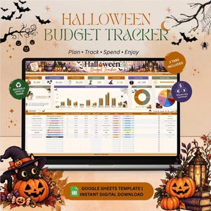 Halloween Budget Tracker, Google Sheets Expense Planner and Digital Template