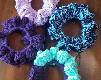Organic Cotton Handmade crochet hair scrunchies. Sustainably/ Ethically sourced & GOTS certified (the gold standard for organic cotton).