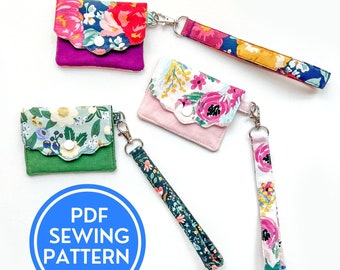 Scalloped Wristlet Wallet PDF Sewing Pattern | Instant Download | Wallet with Zipper | Mini Snap Wallet