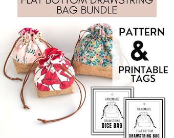 Drawstring Bag Sewing Pattern & Bag Tag Bundle | Instant Download | Printable PDF