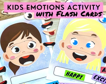 Girl Emotions Activity: Printable Flash Cards (Digital Download)