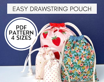 Easy Drawstring Bag PDF Sewing Pattern | 4 Sizes | Instant Download |