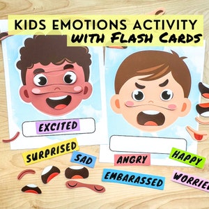 Atividade de emoções Versão BOY DOWNLOAD INSTANTÂNEO Planilhas para impressão para pré-escola Atividade para educação domiciliar Gráfico de emoções para crianças Cartões de memória Autismo