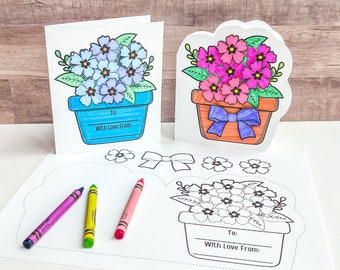 Tarjeta para colorear imprimible del Día de la Madre DESCARGA INSTANTE Regalo de recuerdo de actividad en el aula del Día de la Madre