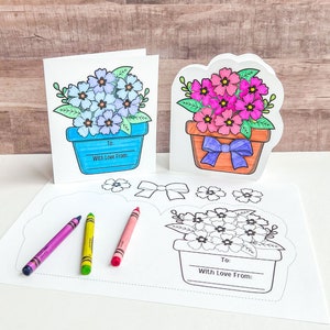 Tarjeta para colorear del Día de la Madre (DESCARGA INSTANTÁNEA). Manualidad del Día de la Madre para preescolar. Manualidad del Día de la Madre para niños pequeños. Tarjeta DIY del Día de la Madre.