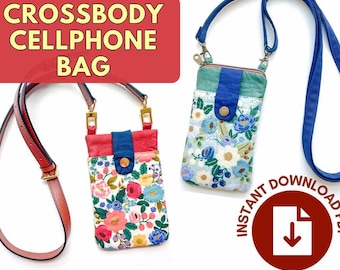 Crossbody Phone Bag Sewing Pattern | Cellphone Purse | Instant Download