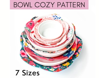 Instant Download Microwave Bowl Cozy PDF Sewing Pattern | 7 Sizes
