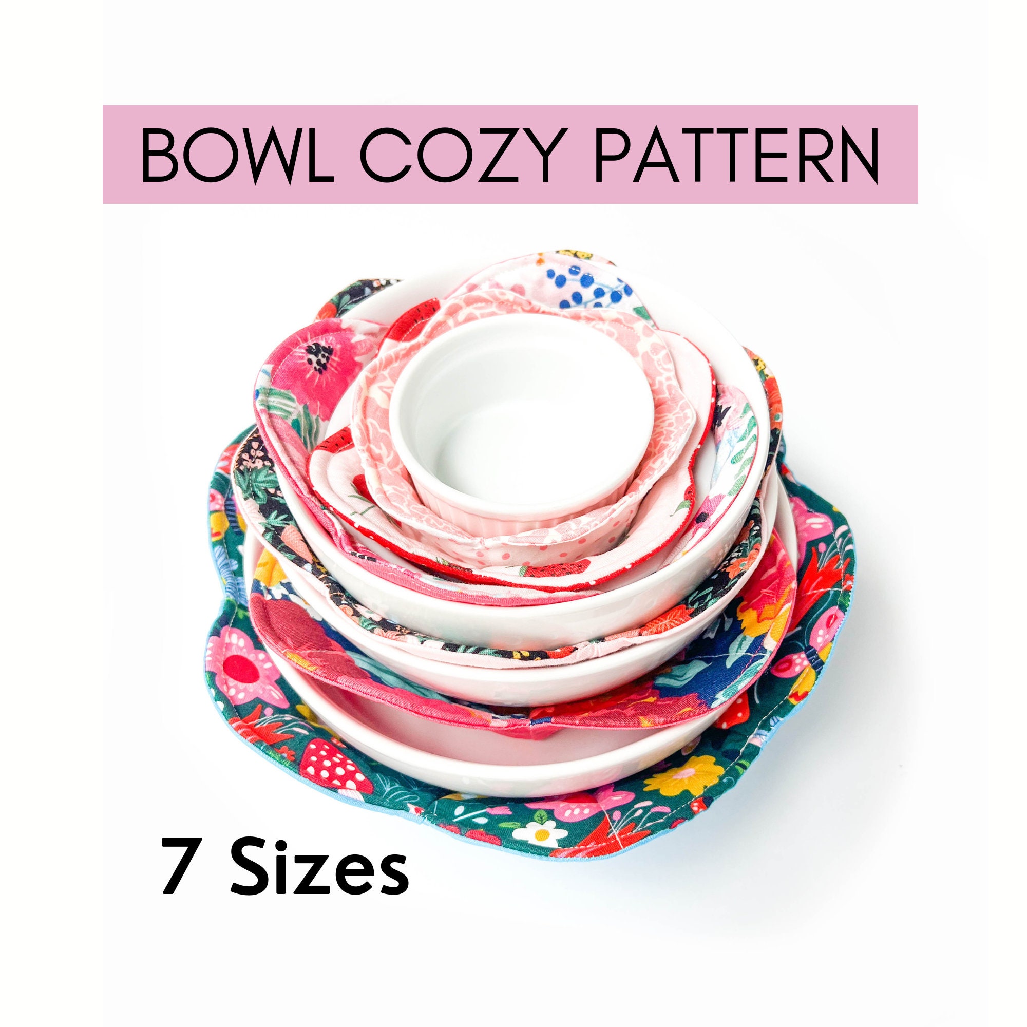 BOWL COZY PDF Sewing Tutorial With Detailed Instructions Pattern Color  Pictures bowl Holder Soup Bowl Cozies Soup Bowl Holder 