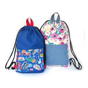 Drawstring Backpack With Zipper Pocket PDF Sewing Pattern 2 Sizes image 3