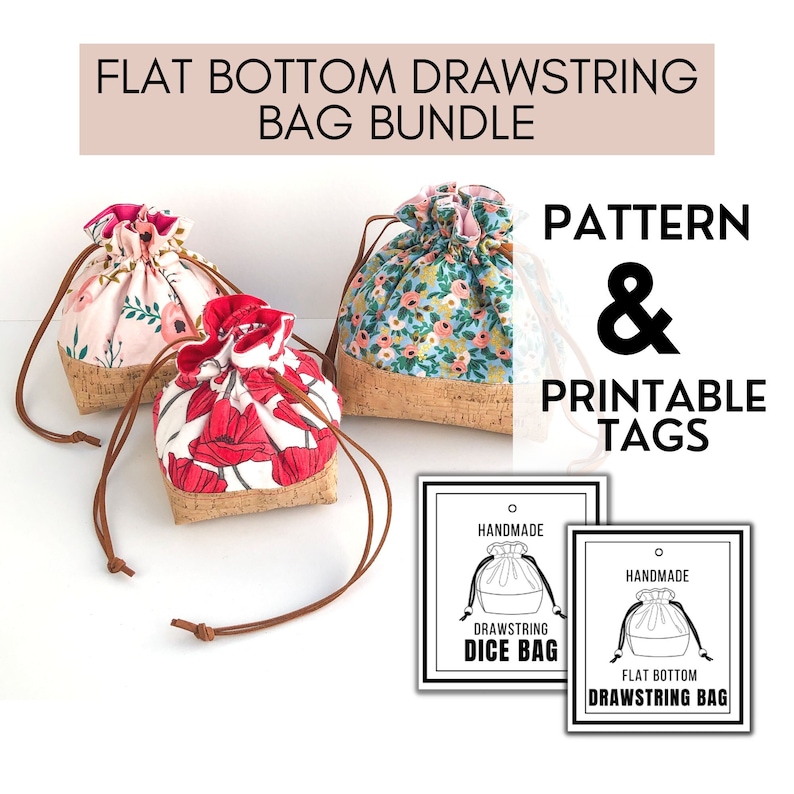 Drawstring Bag Sewing Pattern & Bag Tag Bundle | Instant Download ...
