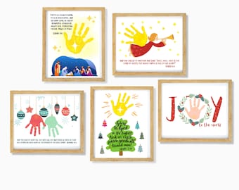 Sunday School Christmas Handprint Art Bible Keepsake Gift Nativity Joy to the World Craft Printable, DIY Preschool Toddler