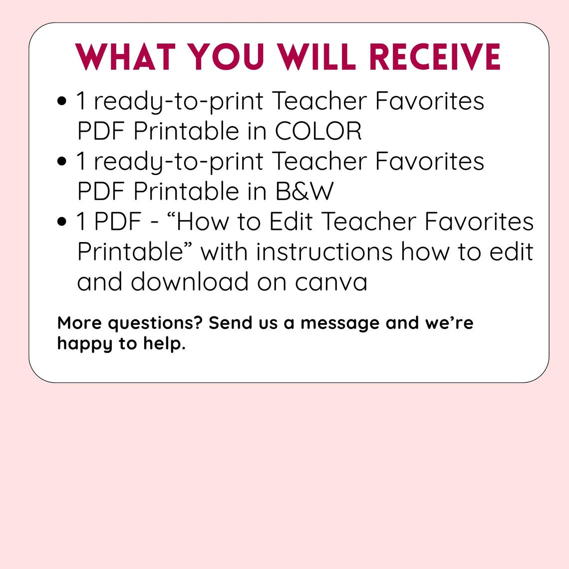 Teacher Favorite Things Printable, Editable Survey (PDF Download) - Etsy