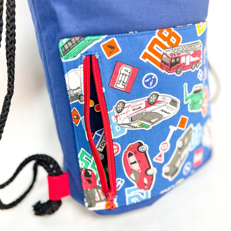 Drawstring Backpack With Zipper Pocket PDF Sewing Pattern 2 Sizes image 10