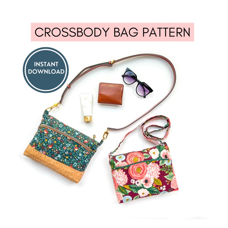 Rectangular Crossbody Bag PDF Sewing Pattern Instant Download image 1